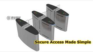 ดู B608 Flap Barrier Turnstile ID Card บาร์โค้ด ระบบควบคุมการเข้าออกอย่างปลอดภัย การสาธิตประตู Turnstile